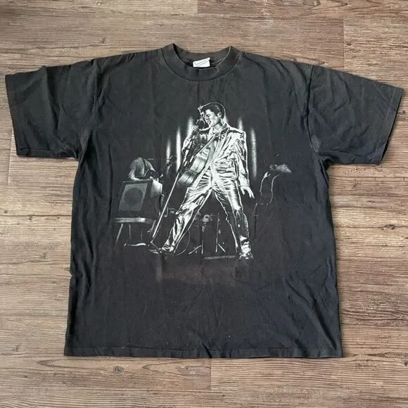 VINTAGE 1996 ELVIS PRESLEY SHOW 1 CONCERT BAND TEE SINGLE STITCH MENS XL - Picture 1 of 7